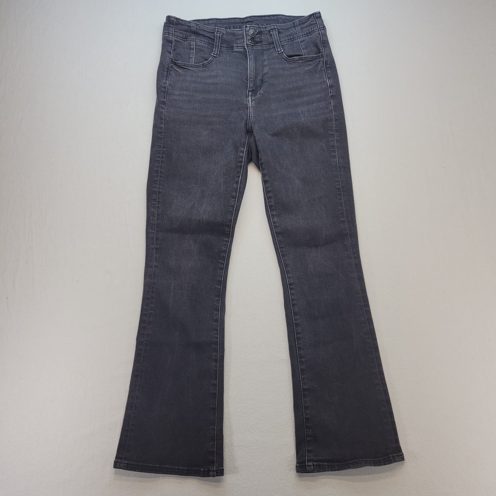 American Eagle Skinny Kick Jeans Womens 4 X-Short Black High Waist Double Button